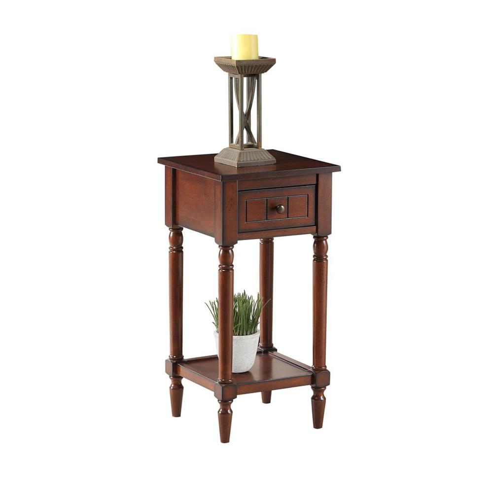 French Country Khloe 1 Drawer Accent Table with Shelf Mahogany. Picture 1