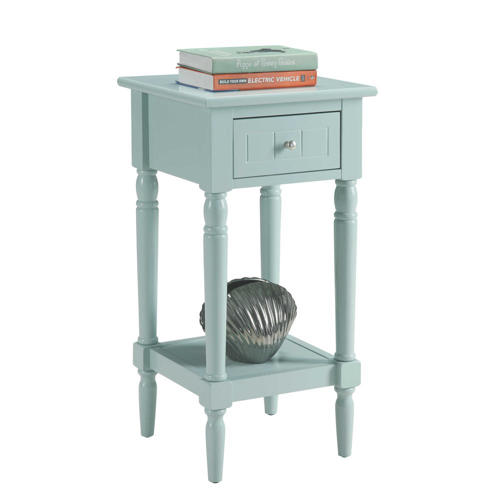French Country Khloe 1 Drawer Accent Table with Shelf Sky Blue. Picture 3