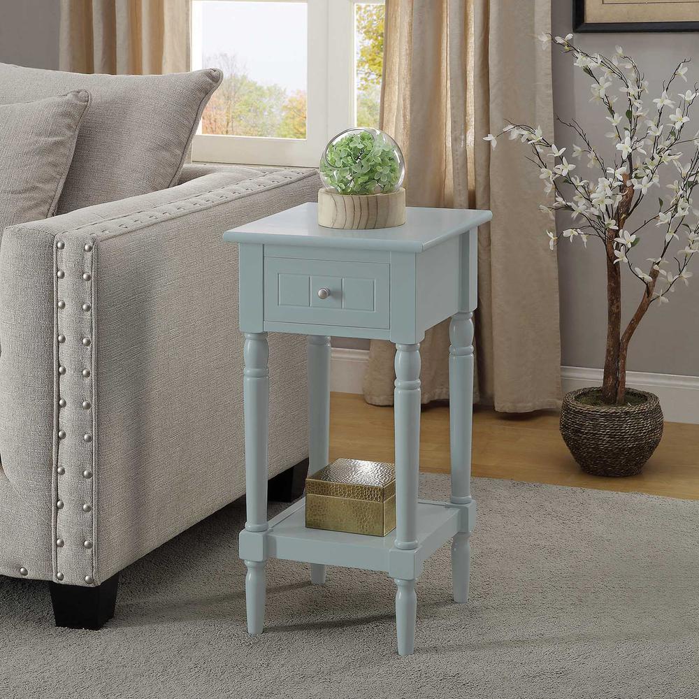 French Country Khloe 1 Drawer Accent Table with Shelf Sky Blue. Picture 2