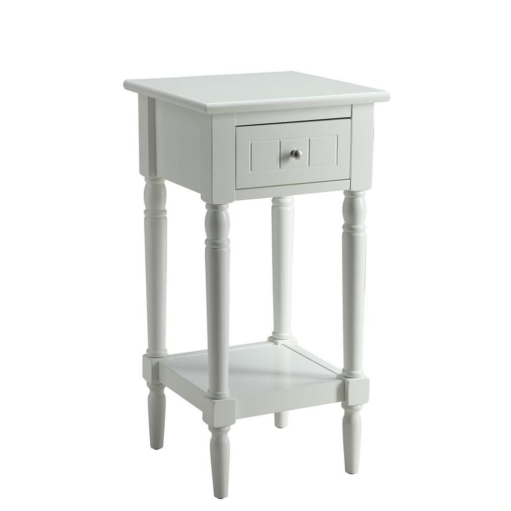 French Country Khloe 1 Drawer Accent Table with Shelf White. Picture 1