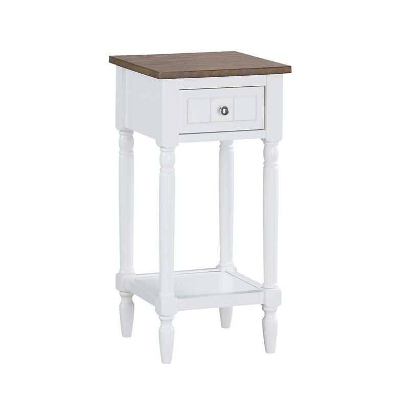 French Country Khloe 1 Drawer Accent Table with Shelf Driftwood/White. Picture 1