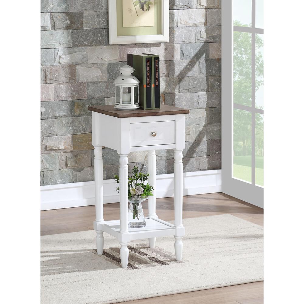 French Country Khloe 1 Drawer Accent Table with Shelf Driftwood/White. Picture 2