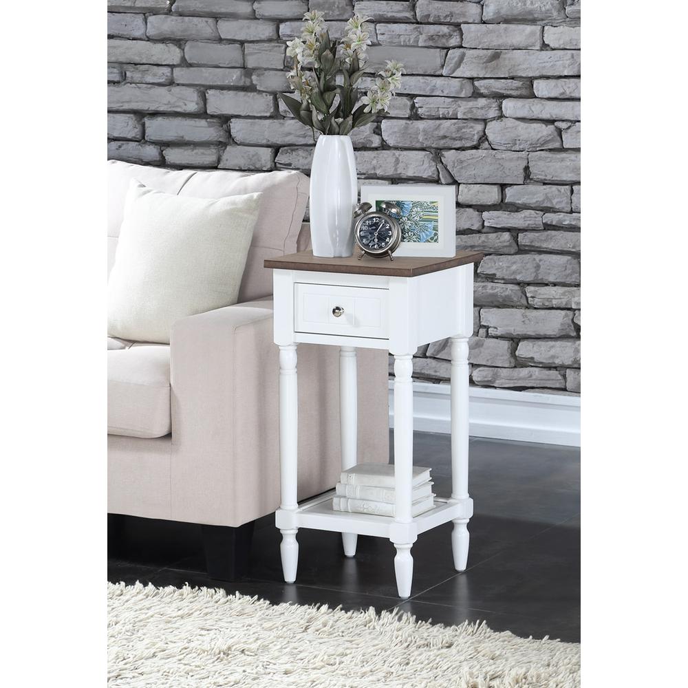 French Country Khloe 1 Drawer Accent Table with Shelf Driftwood/White. Picture 3