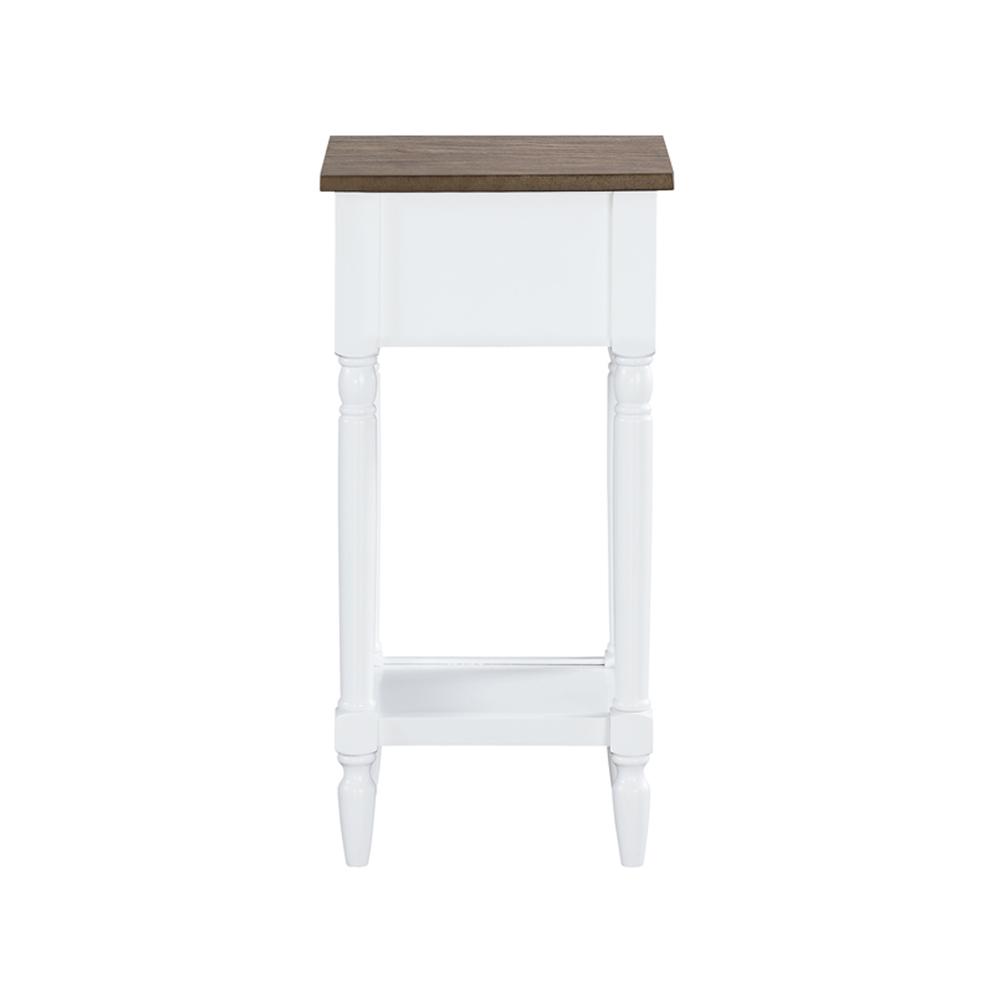 French Country Khloe 1 Drawer Accent Table with Shelf Driftwood/White. Picture 8