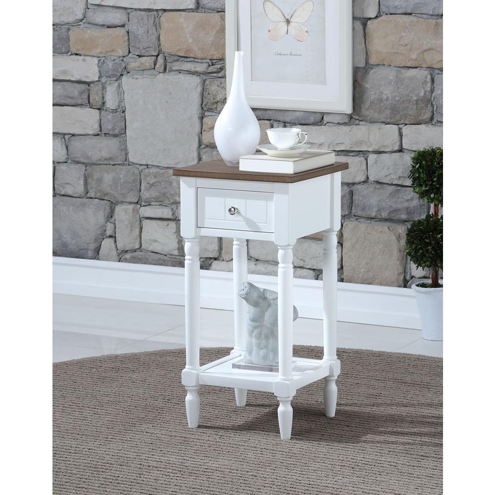 French Country Khloe 1 Drawer Accent Table with Shelf Driftwood/White. Picture 4
