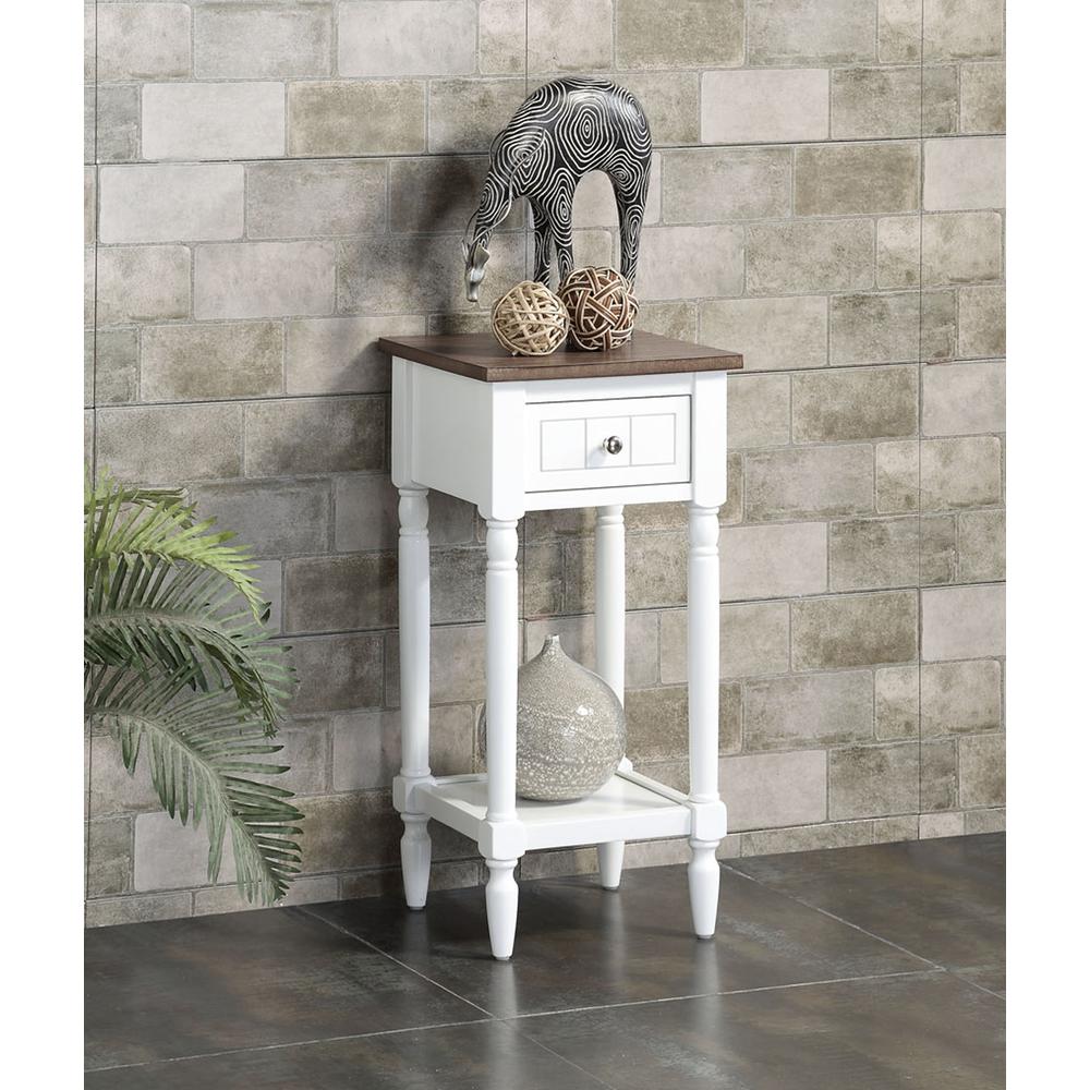 French Country Khloe 1 Drawer Accent Table with Shelf Driftwood/White. Picture 5