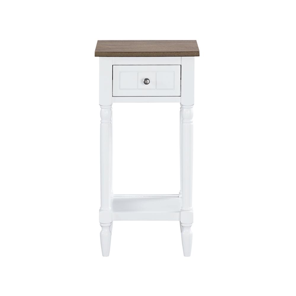 French Country Khloe 1 Drawer Accent Table with Shelf Driftwood/White. Picture 9