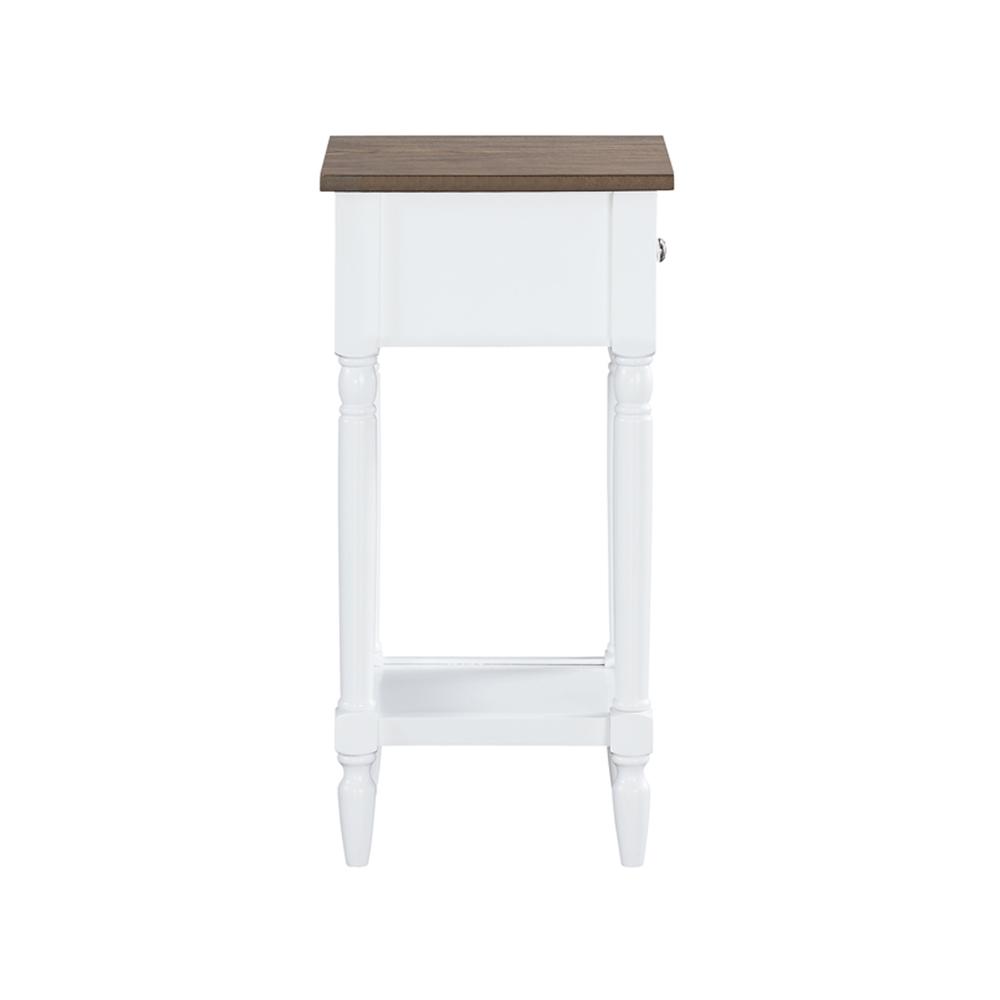 French Country Khloe 1 Drawer Accent Table with Shelf Driftwood/White. Picture 7