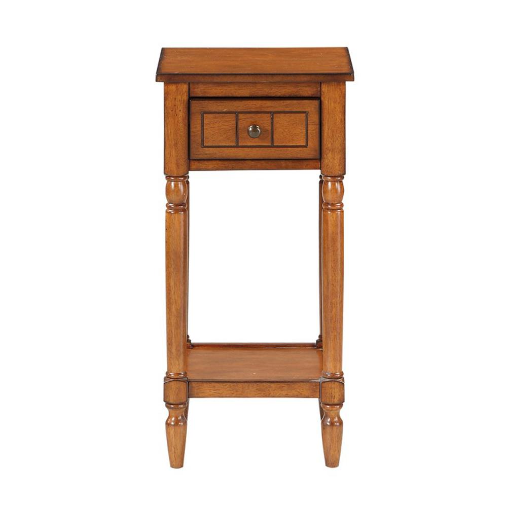 French Country Khloe 1 Drawer Accent Table with Shelf Walnut. Picture 1