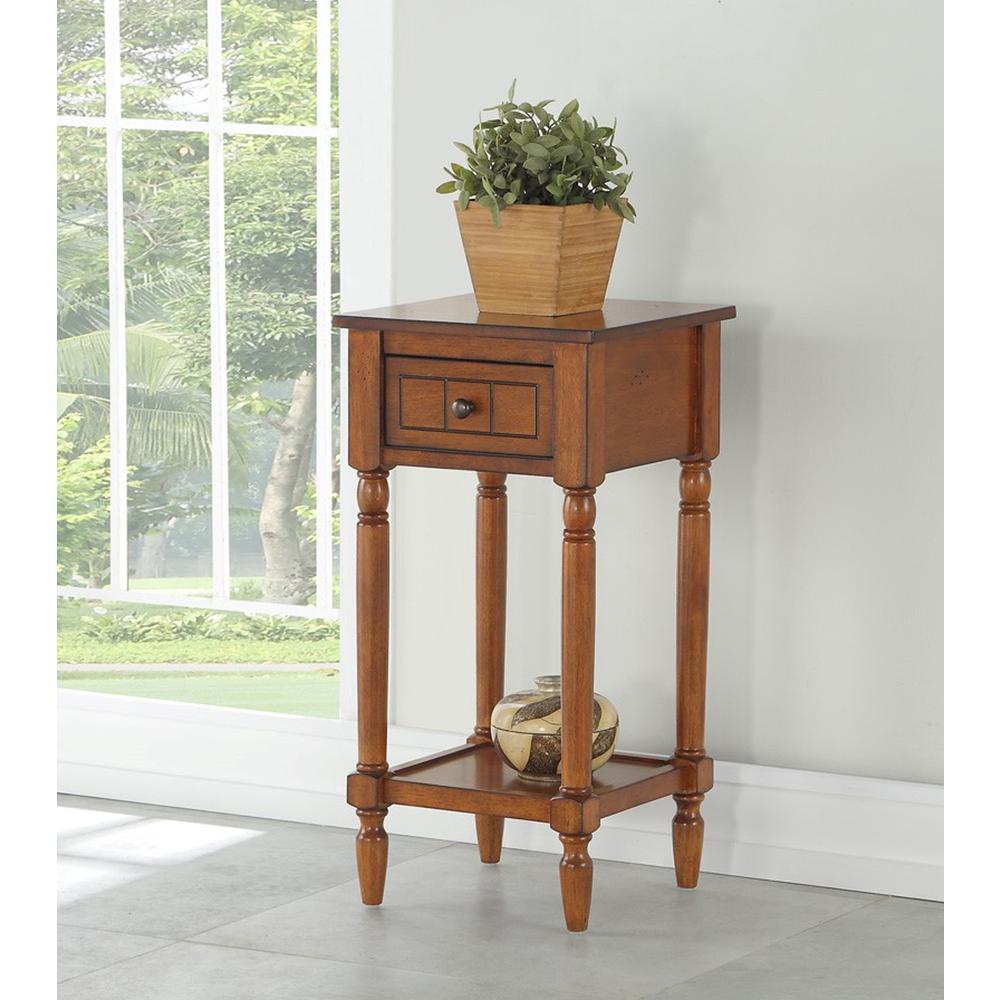 French Country Khloe 1 Drawer Accent Table with Shelf Walnut. Picture 3