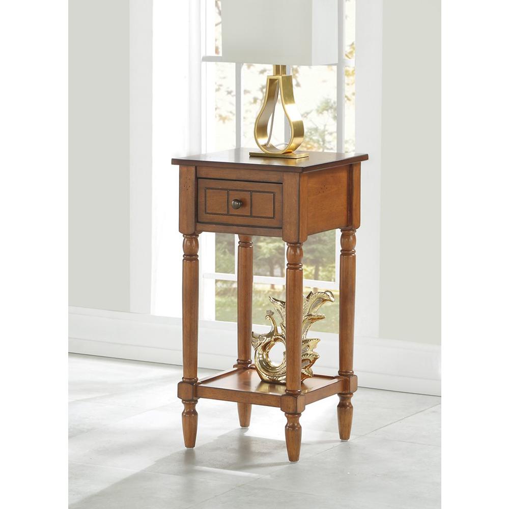 French Country Khloe 1 Drawer Accent Table with Shelf Walnut. Picture 5