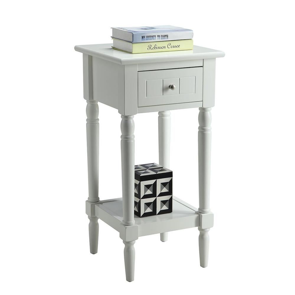 French Country Khloe 1 Drawer Accent Table with Shelf White. Picture 3