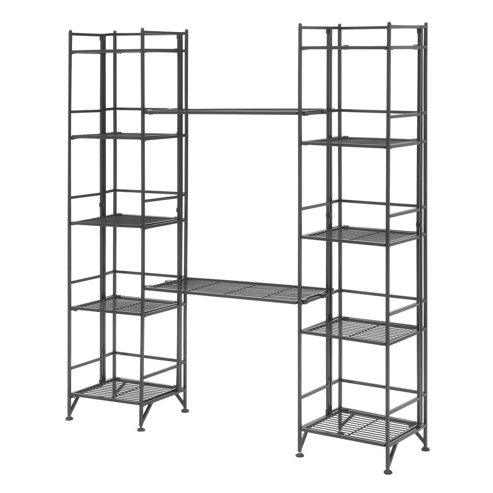Xtra Storage 5 Tier Folding Metal Shelves with Set of 2 Extension Shelves. Picture 1