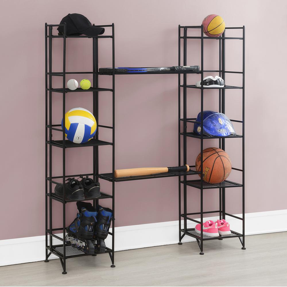 Xtra Storage 5 Tier Folding Metal Shelves with Set of 2 Extension Shelves. Picture 4