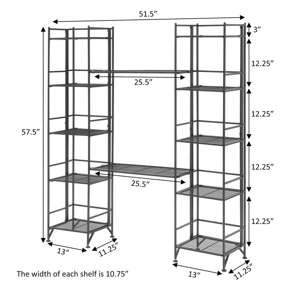 Xtra Storage 5 Tier Folding Metal Shelves with Set of 2 Extension Shelves. Picture 8
