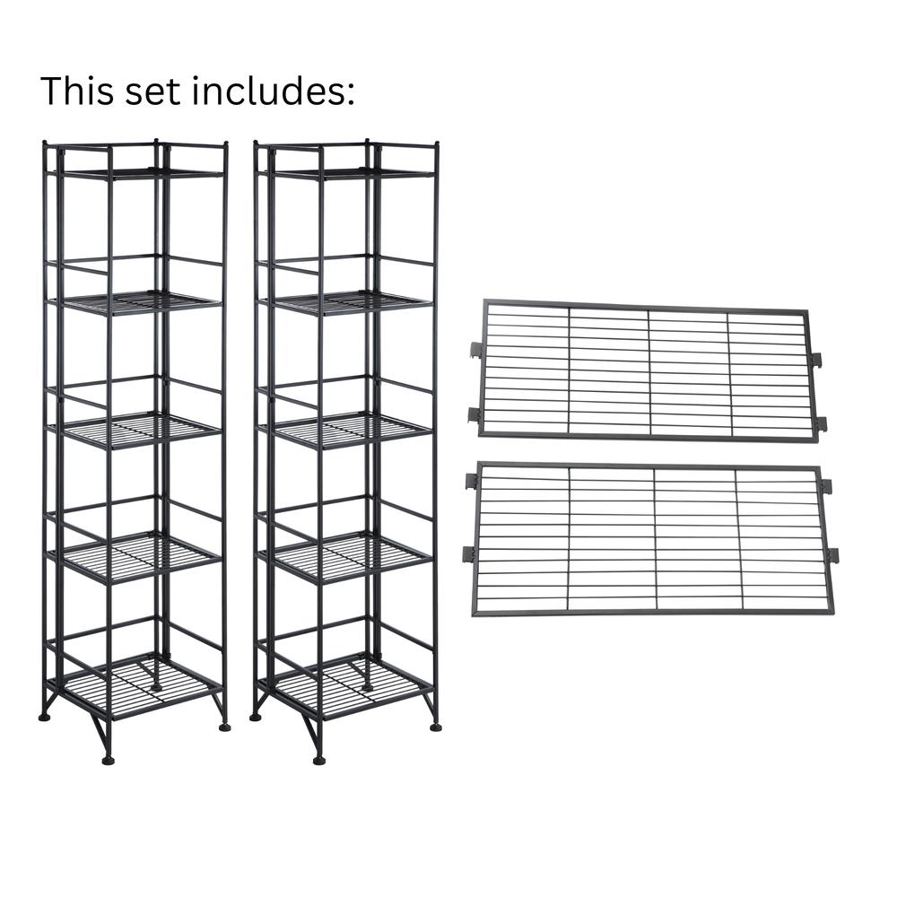 Xtra Storage 5 Tier Folding Metal Shelves with Set of 2 Extension Shelves. Picture 5