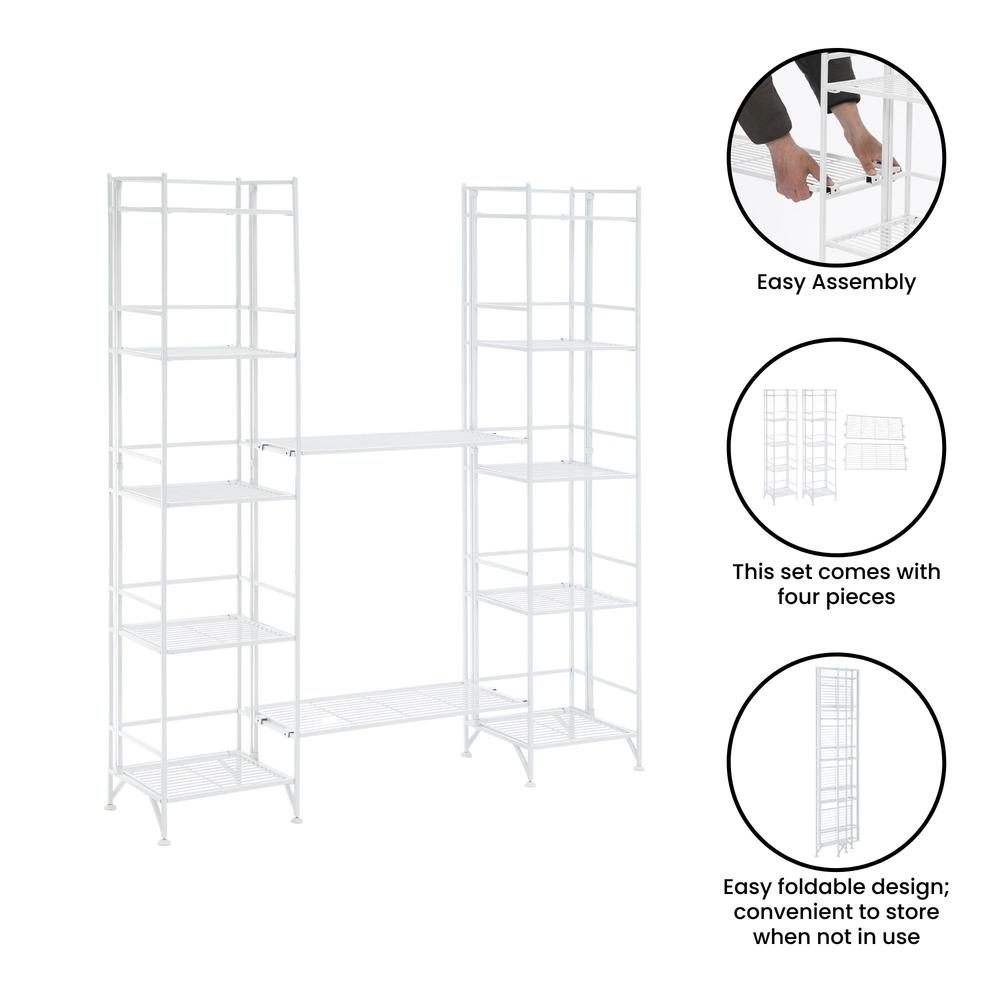 Xtra Storage 5 Tier Folding Metal Shelves with Set of 2 Extension Shelves. Picture 3