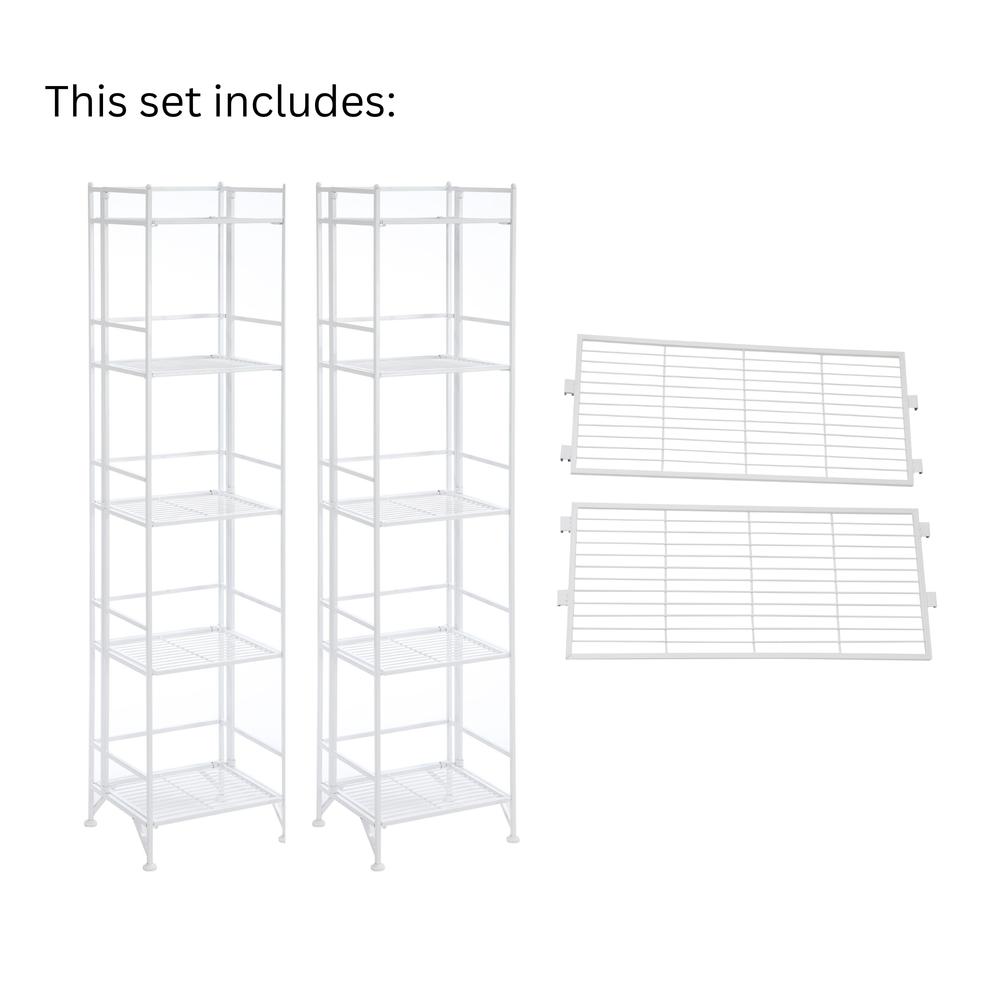 Xtra Storage 5 Tier Folding Metal Shelves with Set of 2 Extension Shelves. Picture 5
