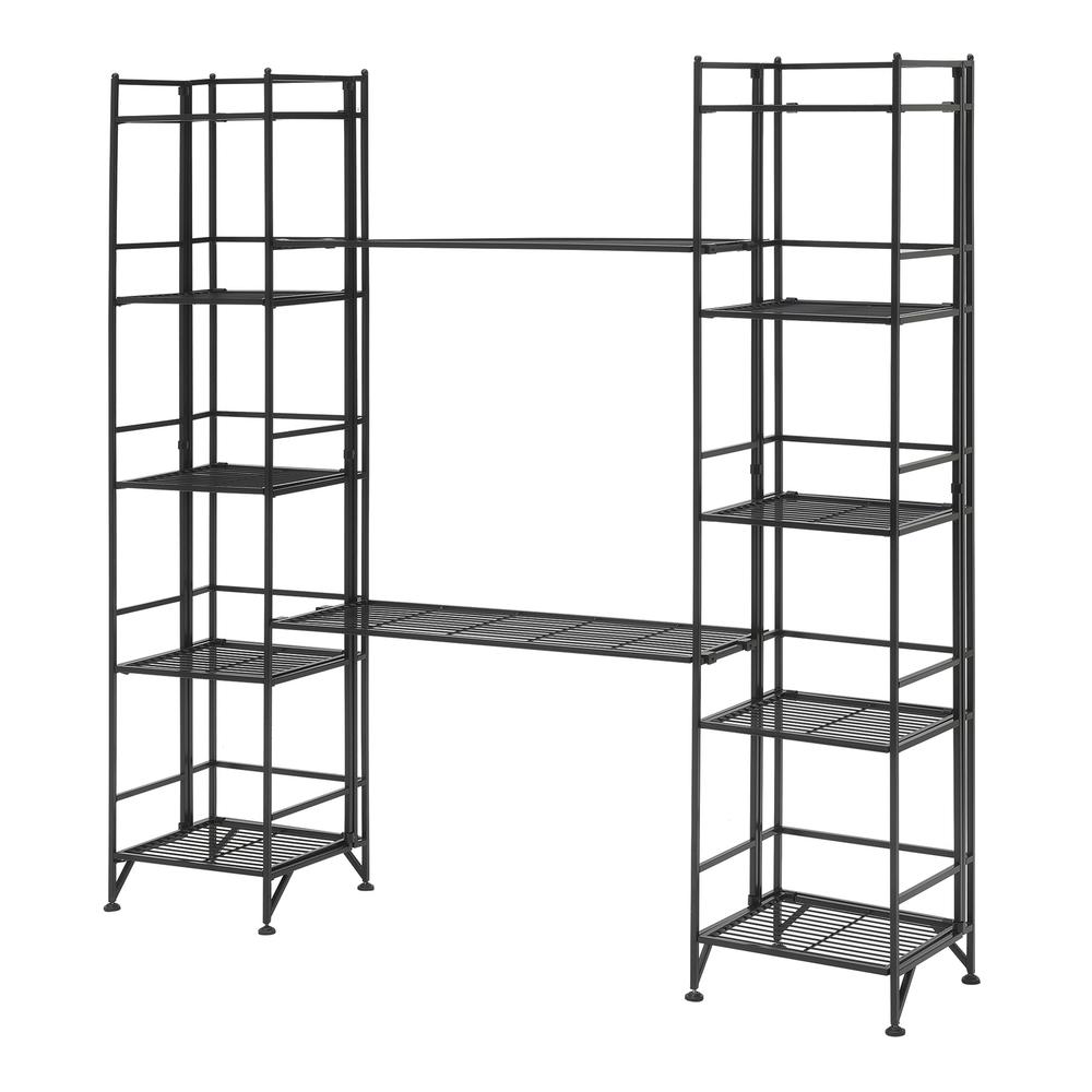 Xtra Storage 5 Tier Folding Metal Shelves with Set of 2 Deluxe Extension Shelves. Picture 1