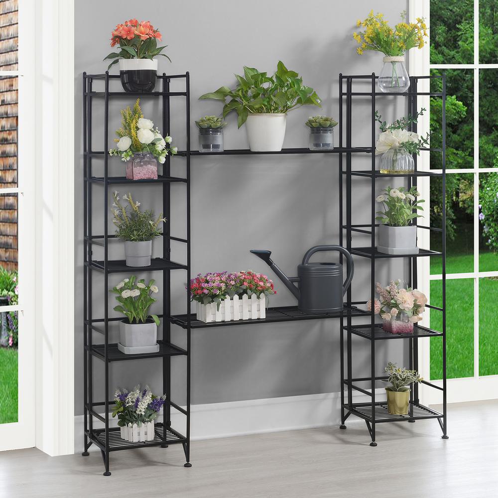 Xtra Storage 5 Tier Folding Metal Shelves with Set of 2 Deluxe Extension Shelves. Picture 4