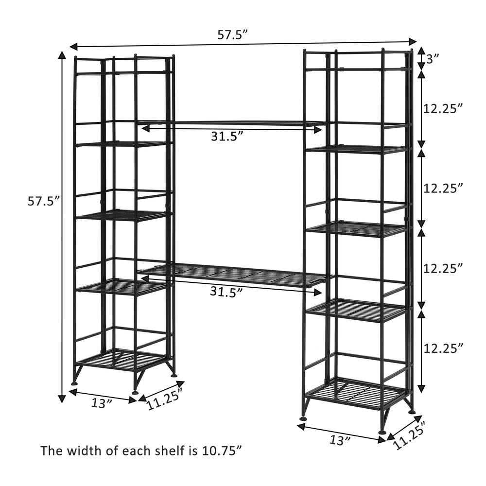 Xtra Storage 5 Tier Folding Metal Shelves with Set of 2 Deluxe Extension Shelves. Picture 8