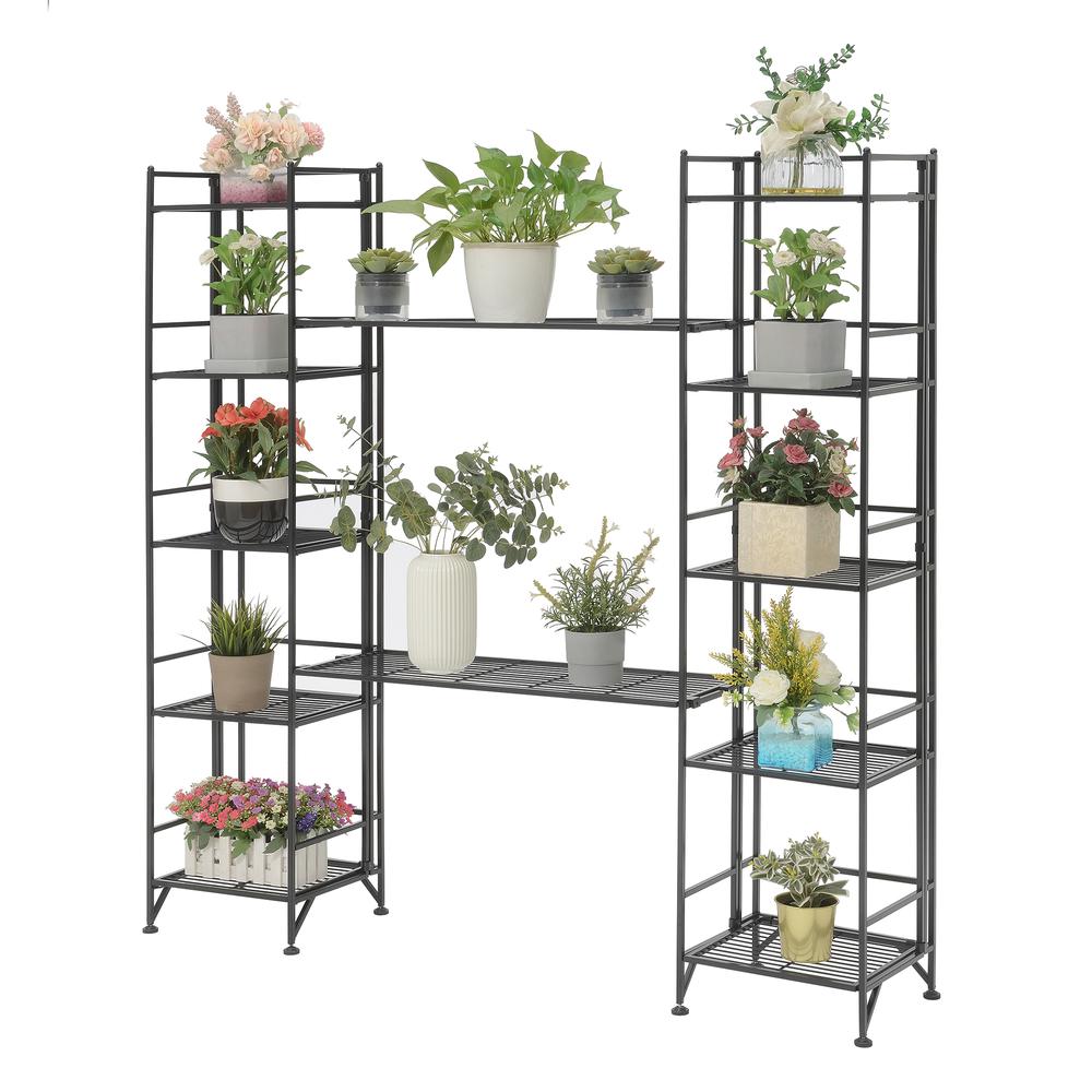 Xtra Storage 5 Tier Folding Metal Shelves with Set of 2 Deluxe Extension Shelves. Picture 2