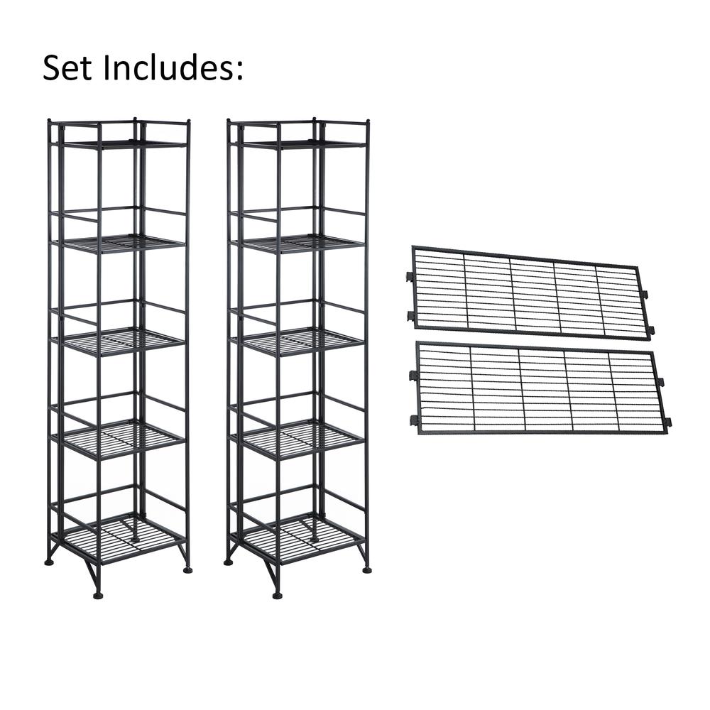 Xtra Storage 5 Tier Folding Metal Shelves with Set of 2 Deluxe Extension Shelves. Picture 5