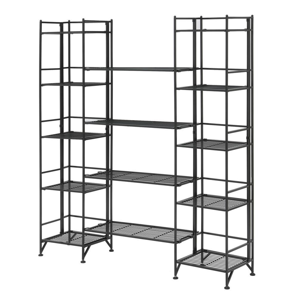 Xtra Storage 5 Tier Folding Metal Shelves with Set of 4 Extension Shelves. Picture 1