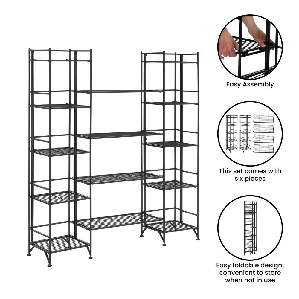 Xtra Storage 5 Tier Folding Metal Shelves with Set of 4 Extension Shelves. Picture 3
