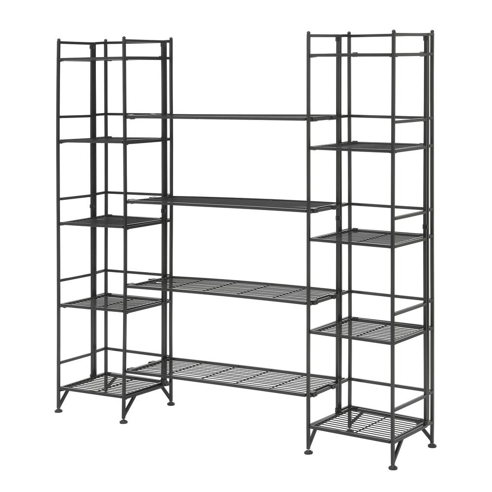 Xtra Storage 5 Tier Folding Metal Shelves with Set of 4 Deluxe Extension Shelves. Picture 1