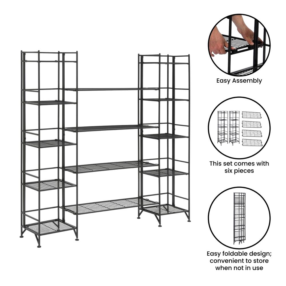 Xtra Storage 5 Tier Folding Metal Shelves with Set of 4 Deluxe Extension Shelves. Picture 3