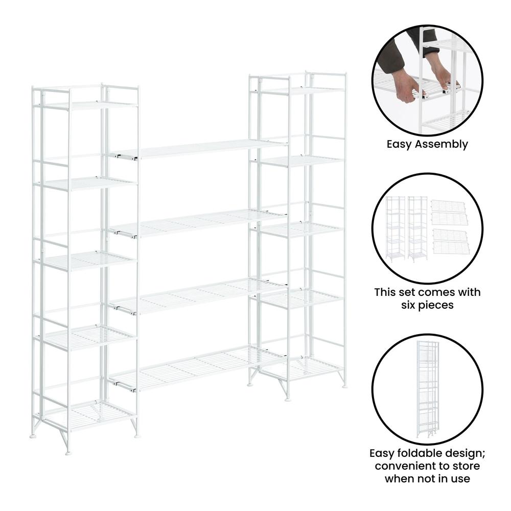 Xtra Storage 5 Tier Folding Metal Shelves with Set of 4 Deluxe Extension Shelves. Picture 3