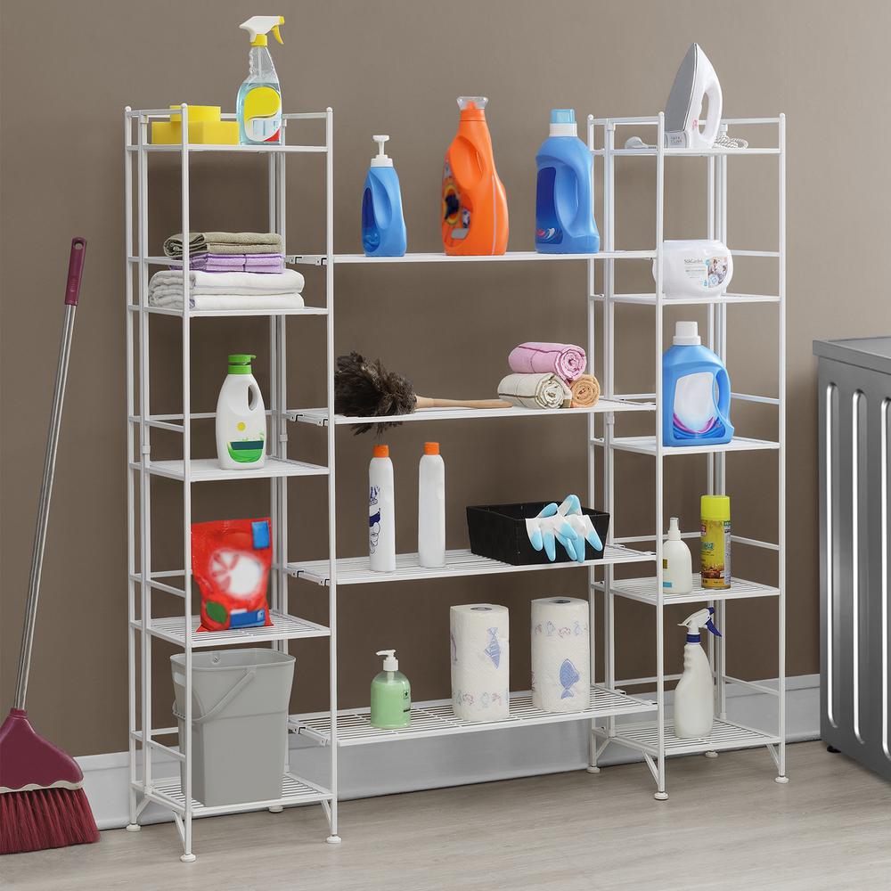 Xtra Storage 5 Tier Folding Metal Shelves with Set of 4 Deluxe Extension Shelves. Picture 4