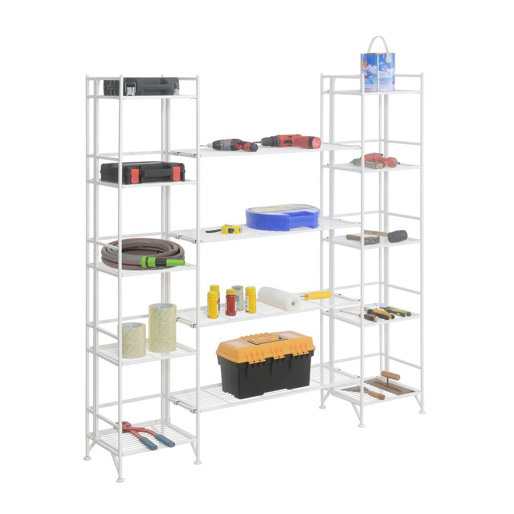 Xtra Storage 5 Tier Folding Metal Shelves with Set of 4 Deluxe Extension Shelves. Picture 2