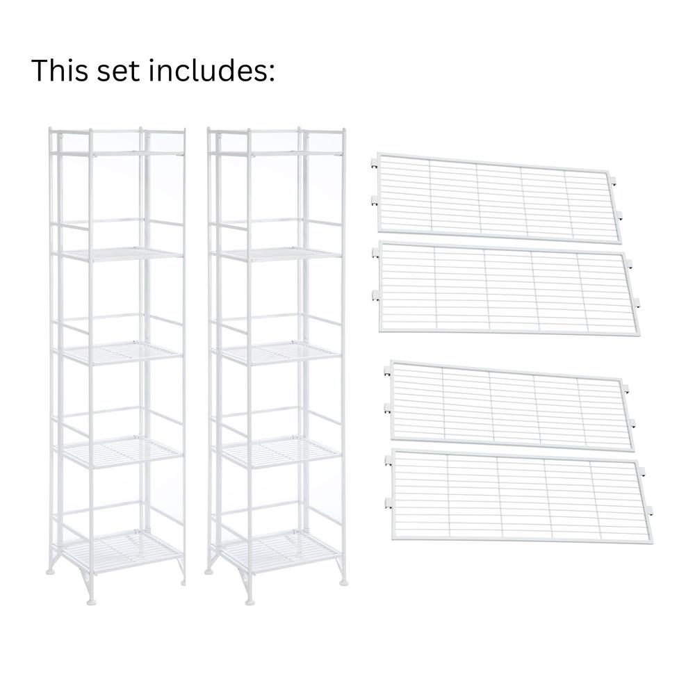 Xtra Storage 5 Tier Folding Metal Shelves with Set of 4 Deluxe Extension Shelves. Picture 5