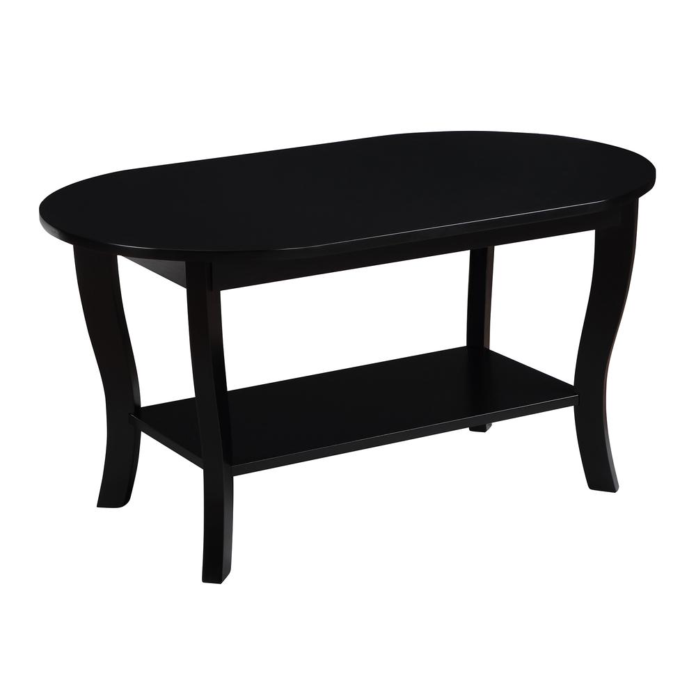 American Heritage Oval Coffee Table with Shelf. Picture 1