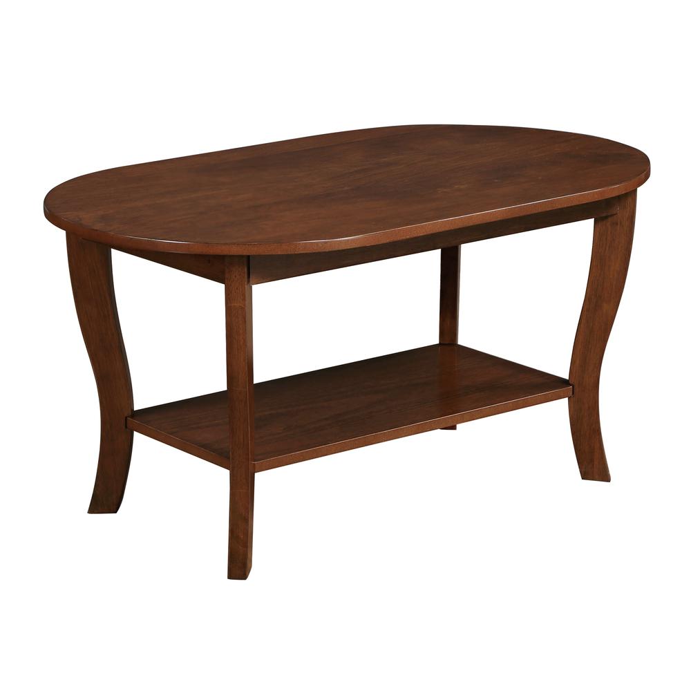 American Heritage Oval Coffee Table with Shelf. Picture 1