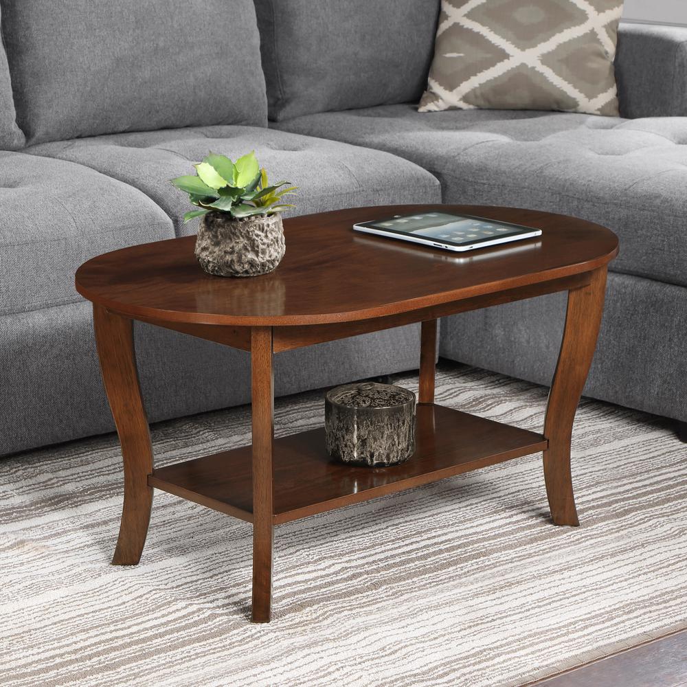American Heritage Oval Coffee Table with Shelf. Picture 3