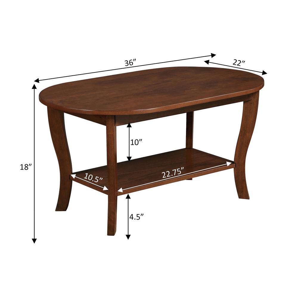 American Heritage Oval Coffee Table with Shelf. Picture 4