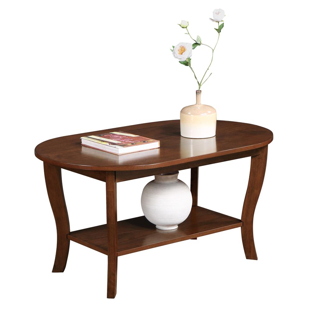 American Heritage Oval Coffee Table with Shelf. Picture 2