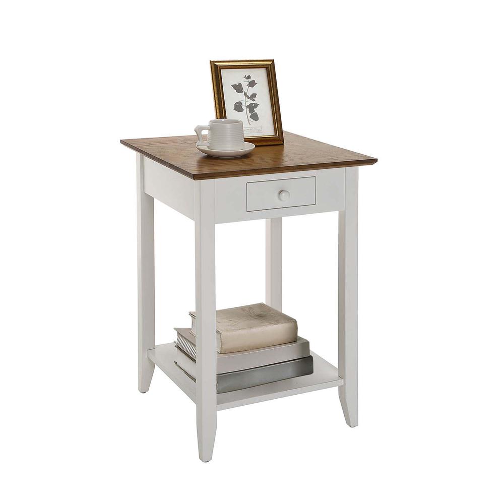 American Heritage 1 Drawer End Table with Shelf, Driftwood/White. Picture 2