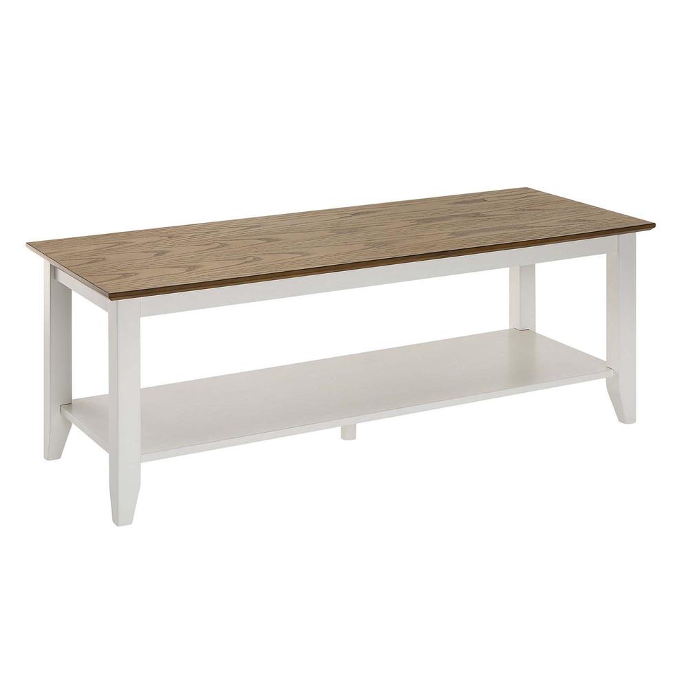 American Heritage Coffee Table with Shelf, Driftwood/White. Picture 1