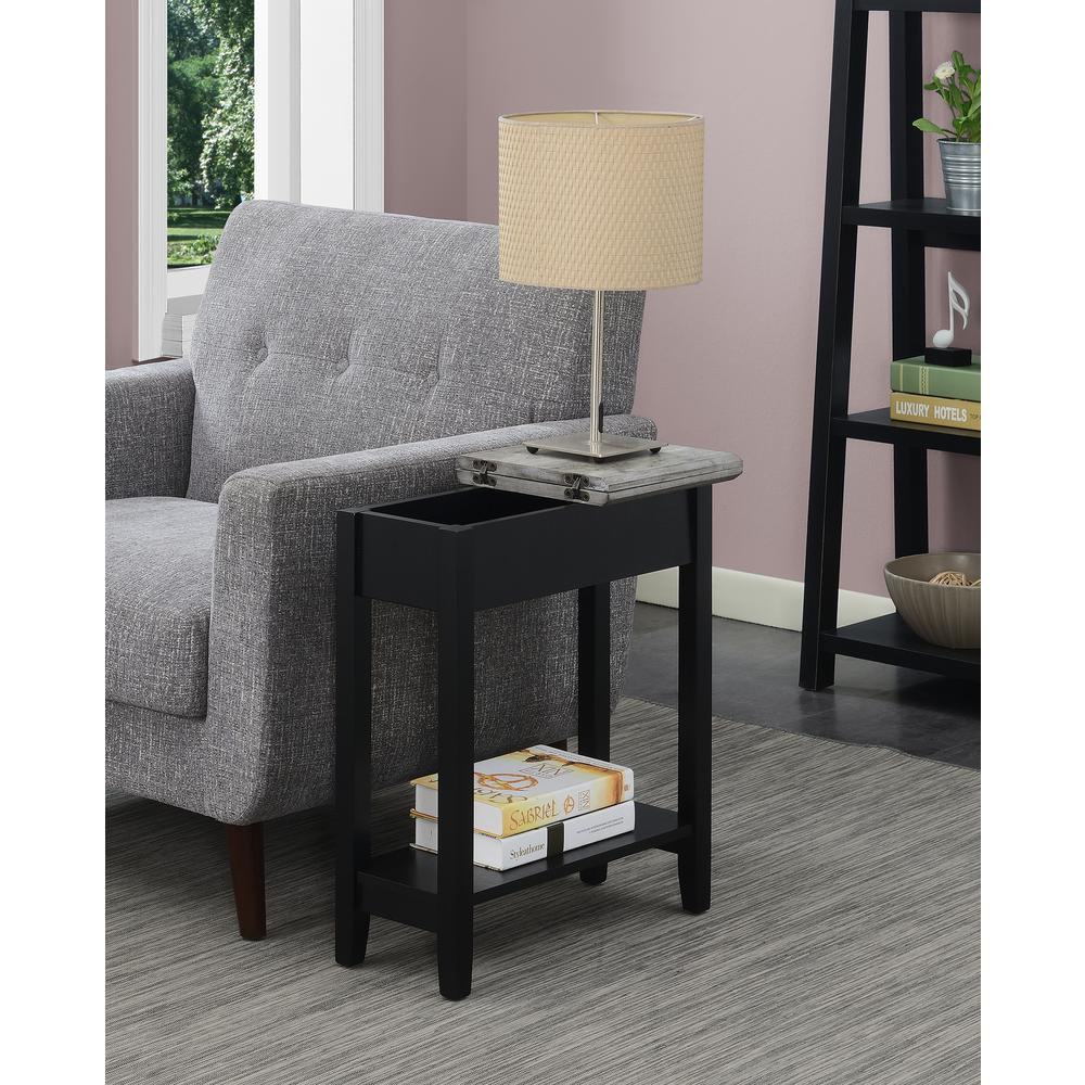 American Heritage Flip Top End Table, Faux Birch/Black. Picture 4