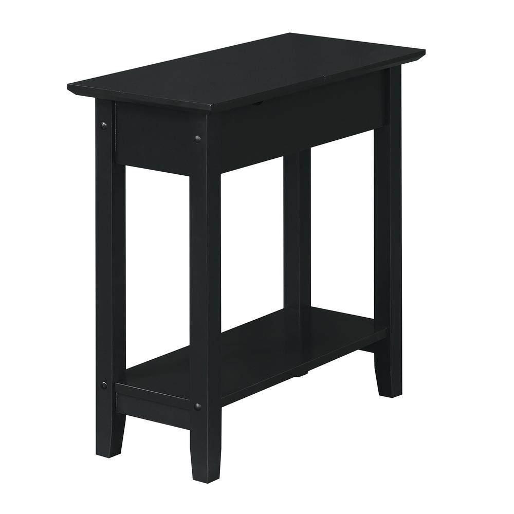 American Heritage Flip Top End Table With Charging Station, Black. Picture 1