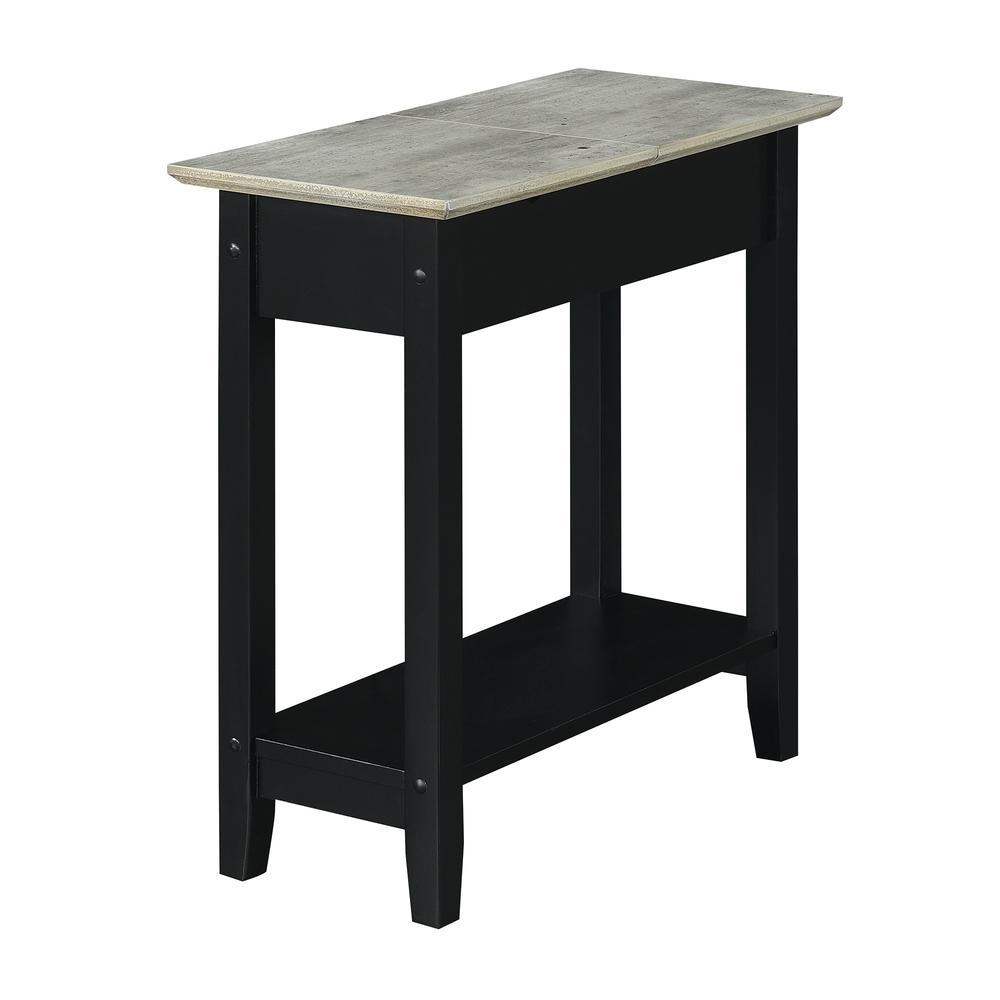 American Heritage Flip Top End Table With Charging Station, Faux Birch/Black. Picture 1