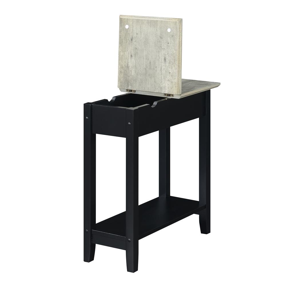 American Heritage Flip Top End Table With Charging Station, Faux Birch/Black. Picture 2