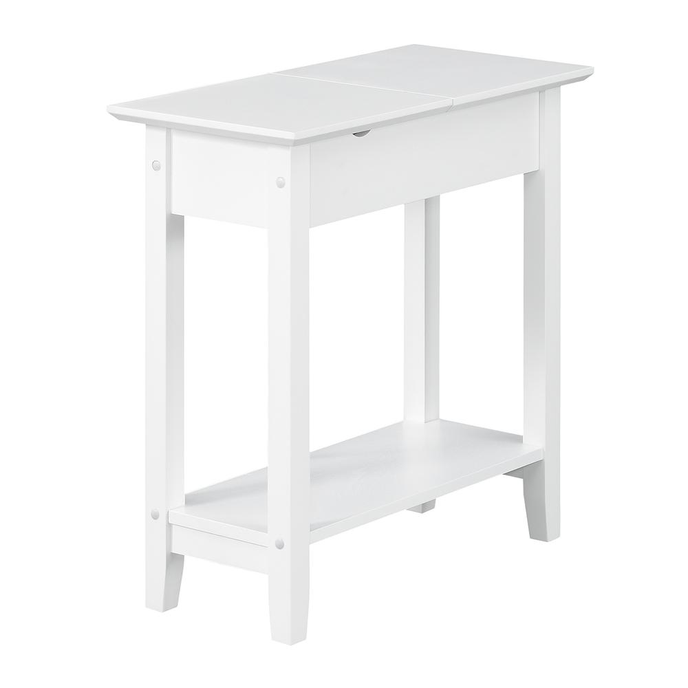 American Heritage Flip Top End Table With Charging Station, White. Picture 1
