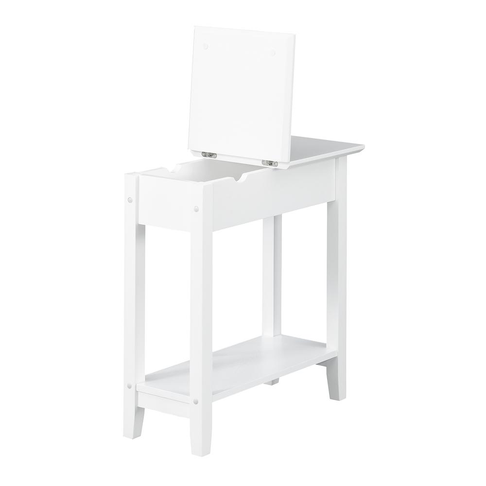 American Heritage Flip Top End Table With Charging Station, White. Picture 2