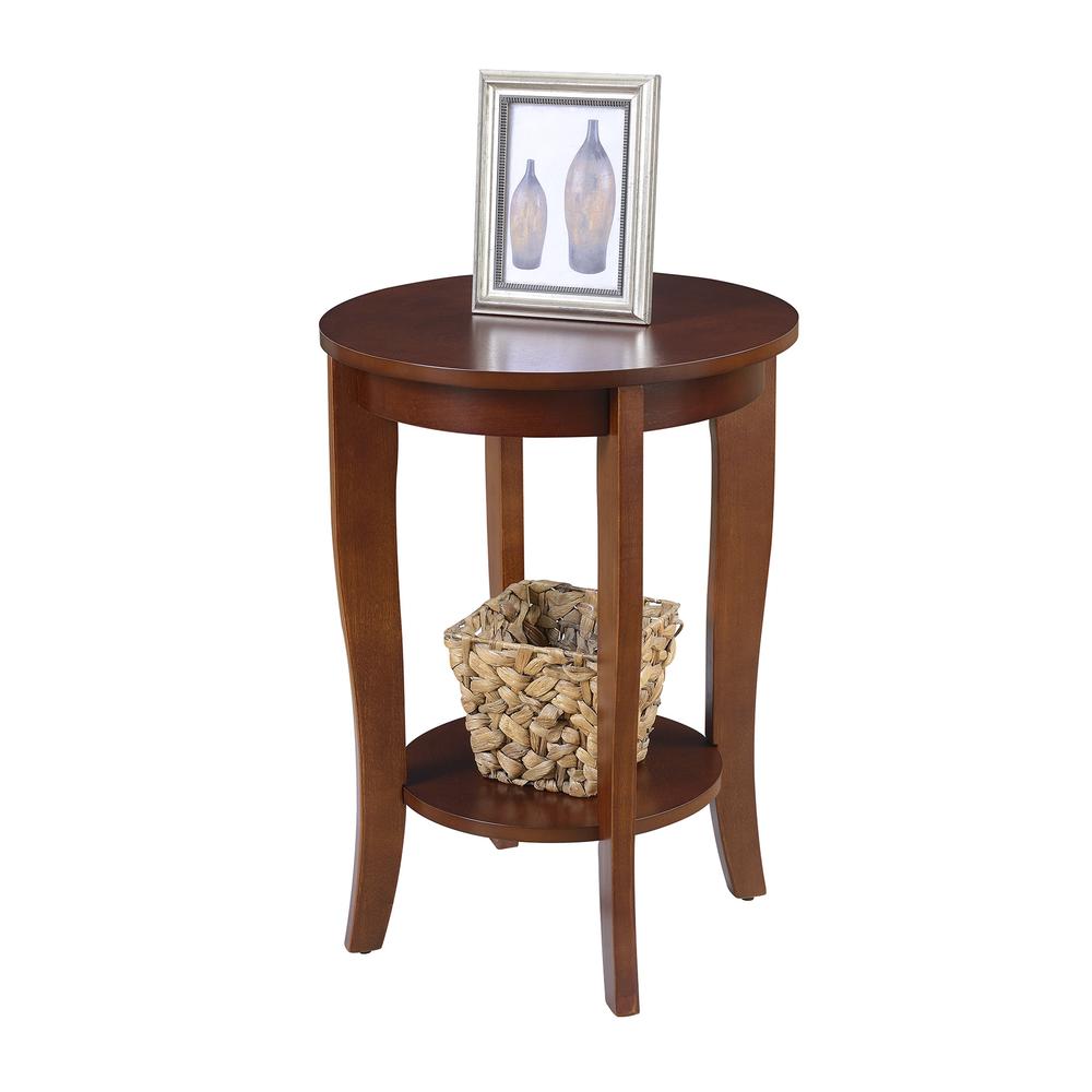 American Heritage Round End Table with Shelf Mahogany. Picture 2