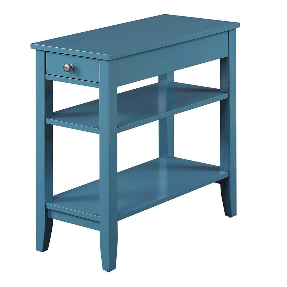 American Heritage 1 Drawer Chairside End Table with Shelves Blue. Picture 3
